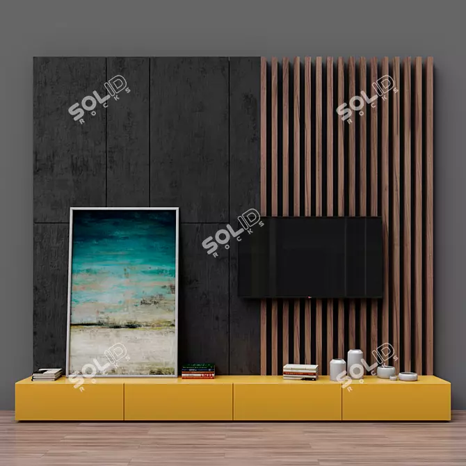 Sleek Modern TV Console 3D model image 1