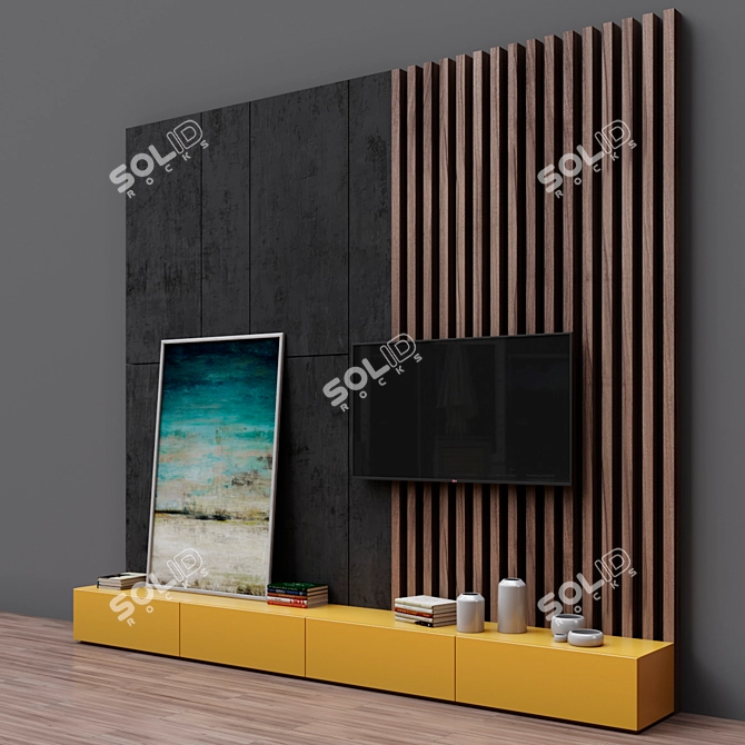 Sleek Modern TV Console 3D model image 2