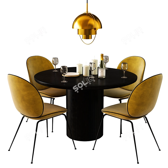 Gubi Bettle Dining Set: Elegant 3D Model 3D model image 2