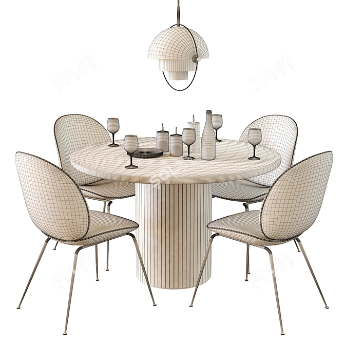 Gubi Bettle Dining Set: Elegant 3D Model 3D model image 3