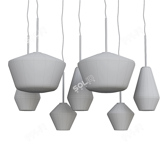 Ethereal Glass Pebble Chandelier 3D model image 2