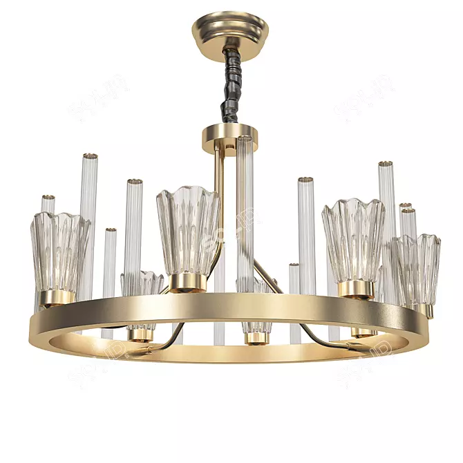 Elegant Crystal Brass Candle Light 3D model image 1