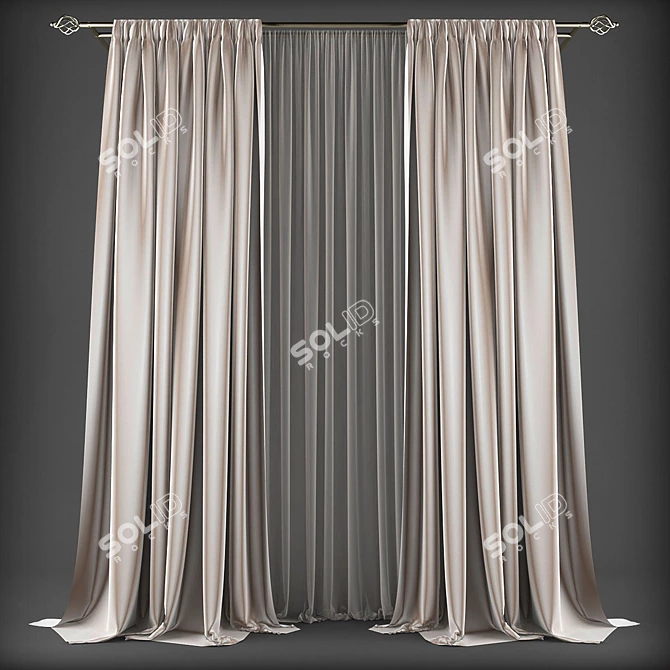 Modern Style Curtains 3D model image 1