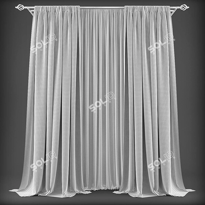 Modern Style Curtains 3D model image 2