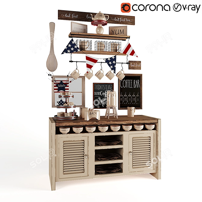 Café Chic: Russian-Inspired Decor 3D model image 1