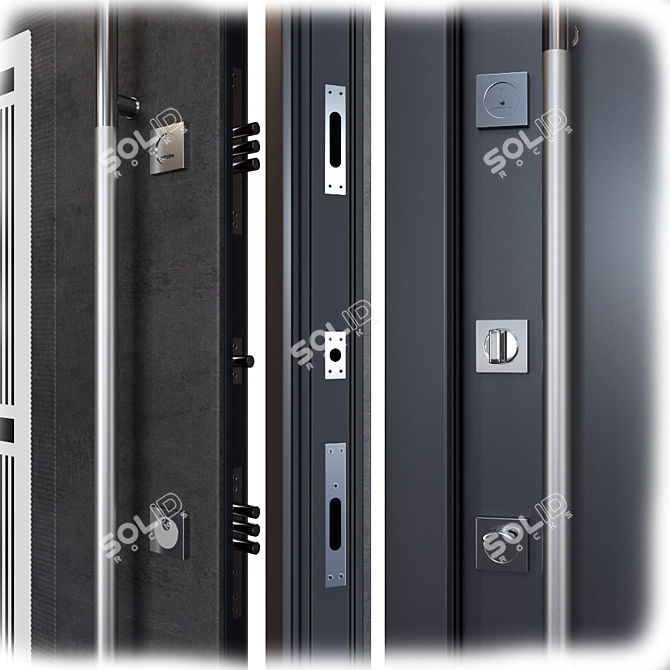 Modern Stainless Steel Entrance Door 3D model image 2
