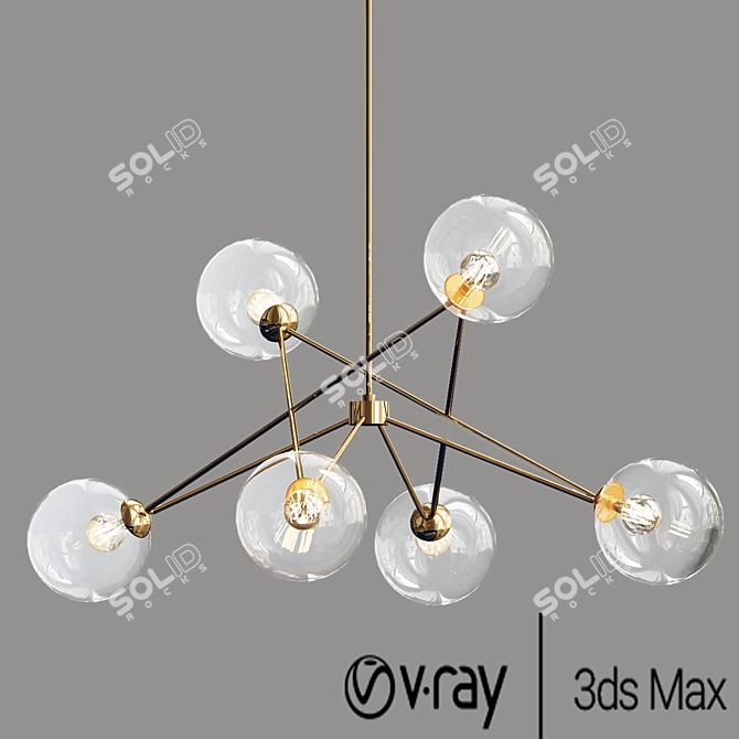 Luxury Leaf Design Chandelier 3D model image 3