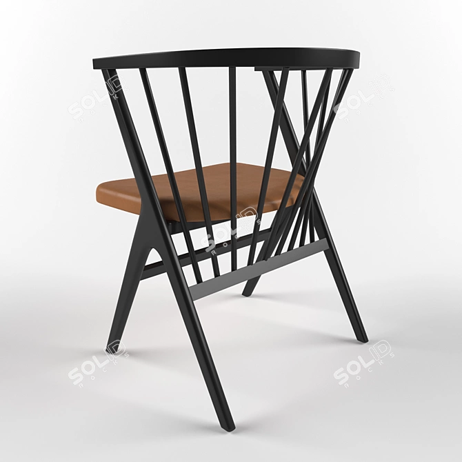 Ink Leather Chair | Stylish and Comfortable 3D model image 2