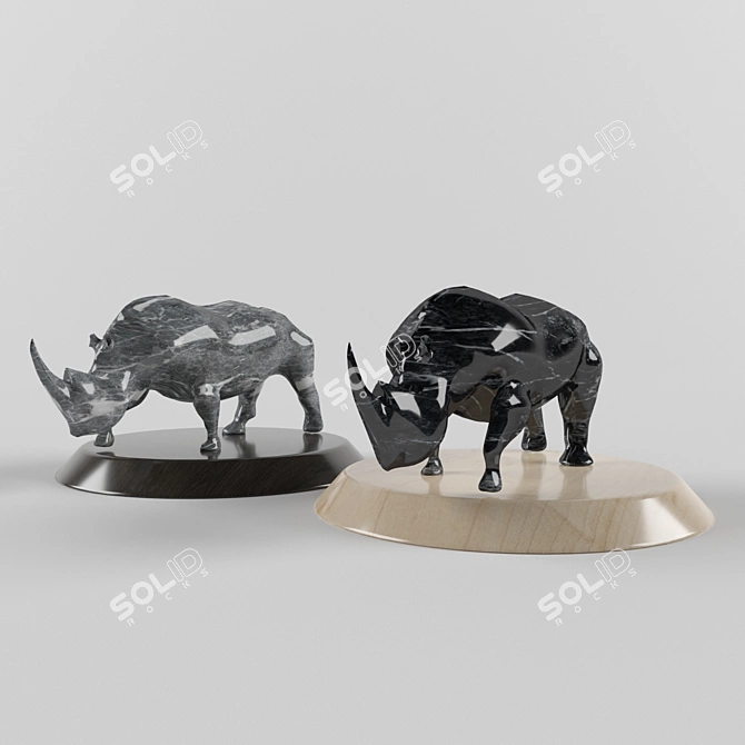 Majestic Rhino Sculpture 3D model image 1