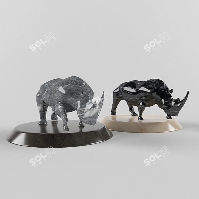 Majestic Rhino Sculpture 3D model image 2