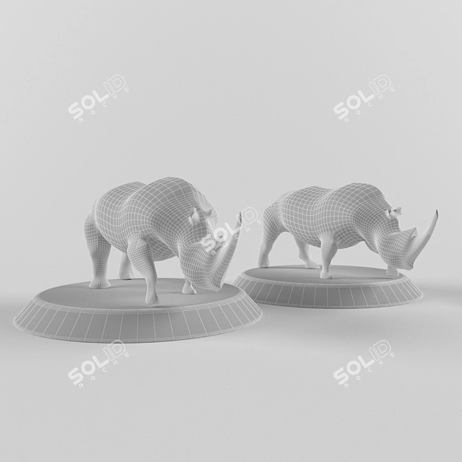 Majestic Rhino Sculpture 3D model image 3