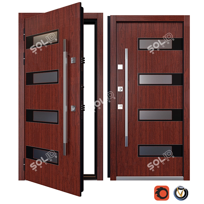 Sleek Inox S-12 Entrance Door 3D model image 1