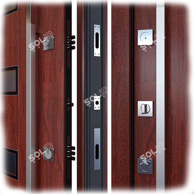 Sleek Inox S-12 Entrance Door 3D model image 2