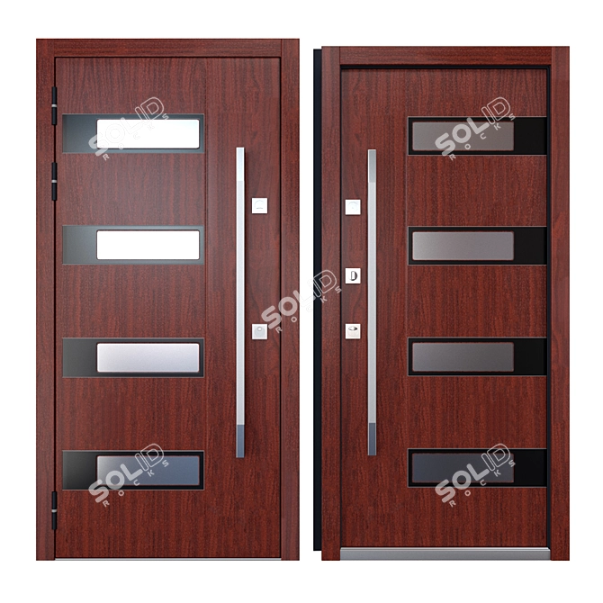 Sleek Inox S-12 Entrance Door 3D model image 3