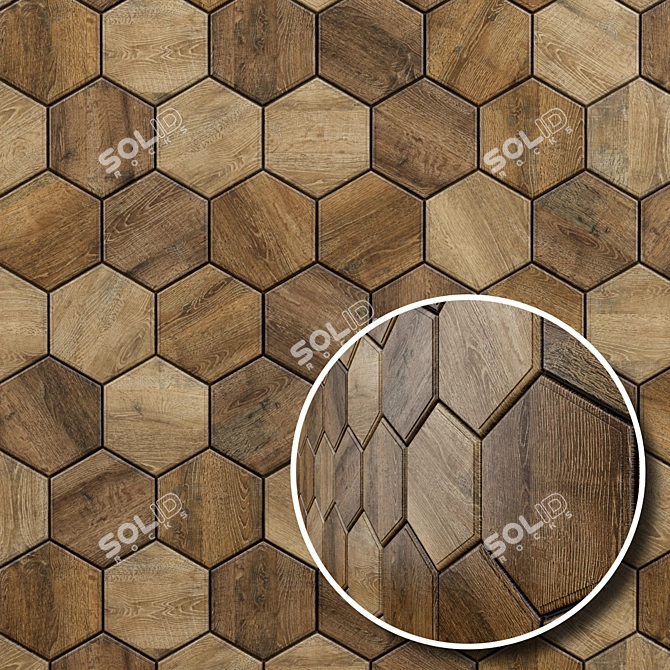 Title: Eco Hex Wooden Wall Tiles 3D model image 1