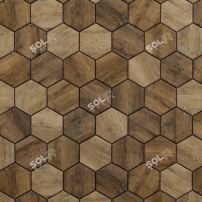 Title: Eco Hex Wooden Wall Tiles 3D model image 2