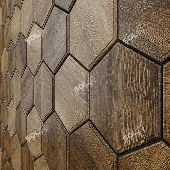 Title: Eco Hex Wooden Wall Tiles 3D model image 3