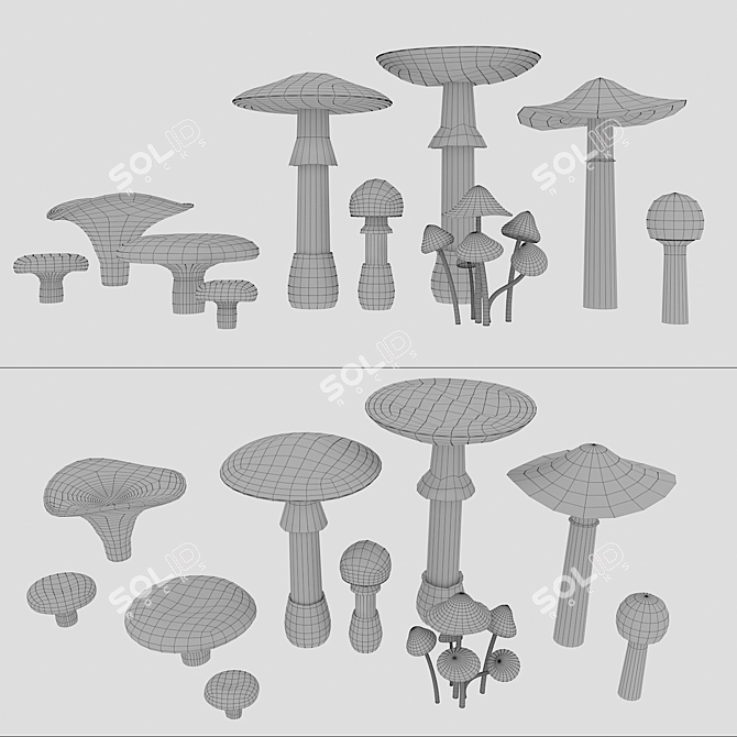 Fungi Collection Set: Mushrooms 3D model image 3