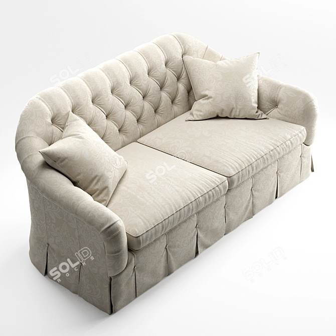 Elegant Peyton Scroll-Back Sofa 3D model image 2