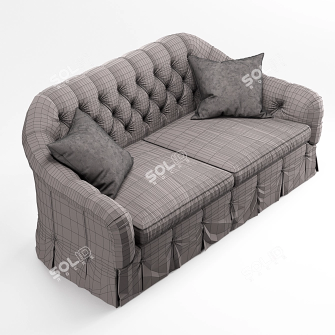Elegant Peyton Scroll-Back Sofa 3D model image 3