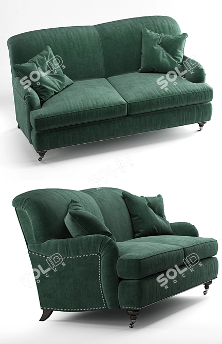 Elegant Emerald Oxford Sofa 3D model image 2