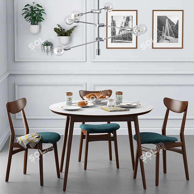 Elegant Cafe Dining Set - West Elm 3D model image 1