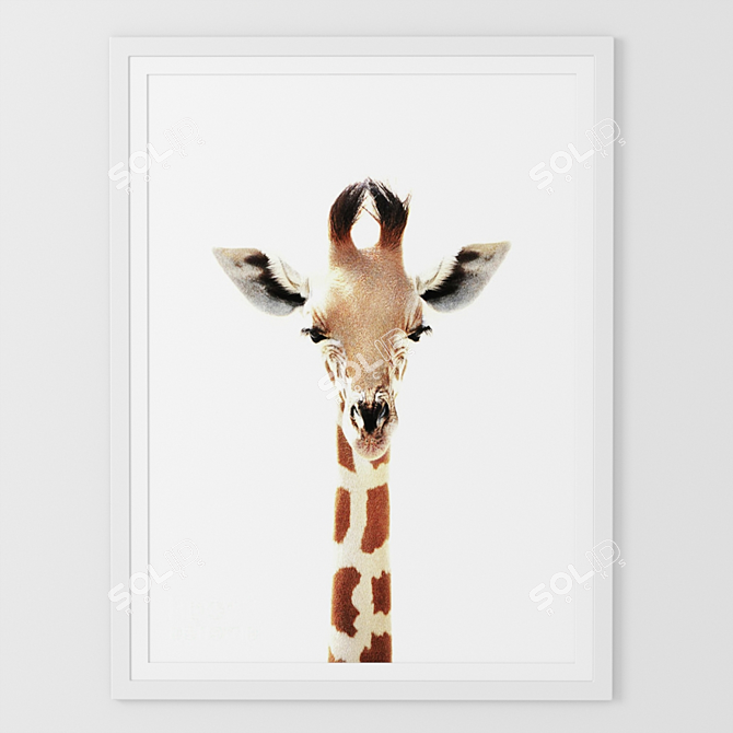 Graceful Giraffe Art Print 3D model image 1