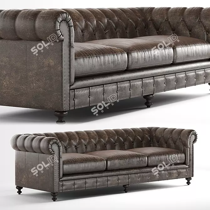 Elegant London Club Sofa 3D model image 1