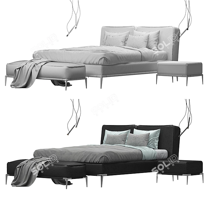 Luxury Elegance: Elica Roche Bobois Bed Set 3D model image 3