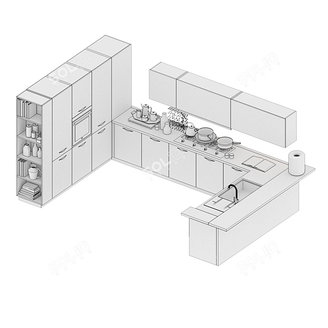 Italian Kitchen: High Detail, Customizable 3D model image 3