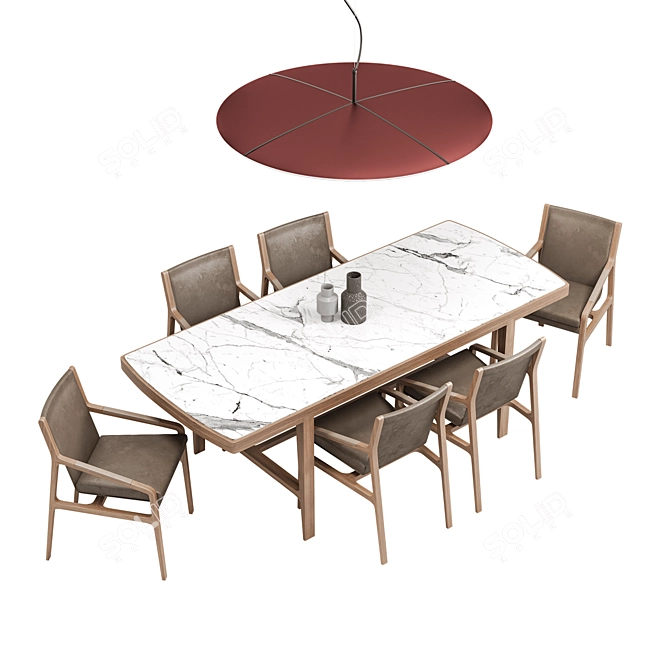 Elegant Alivar Tables & Abstracta Lily Chairs 3D model image 1