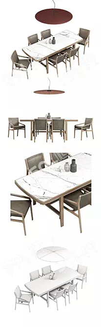 Elegant Alivar Tables & Abstracta Lily Chairs 3D model image 2