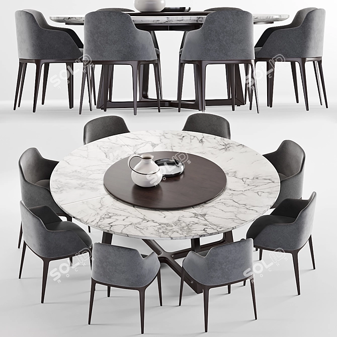 Elegant Grace Chair & Concorde Round Table 3D model image 1