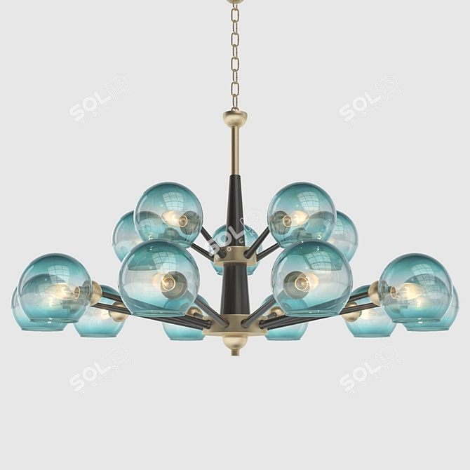 Elegant Blue Glass Thalia Chandelier 3D model image 1