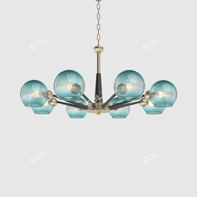 Elegant Blue Glass Thalia Chandelier 3D model image 2