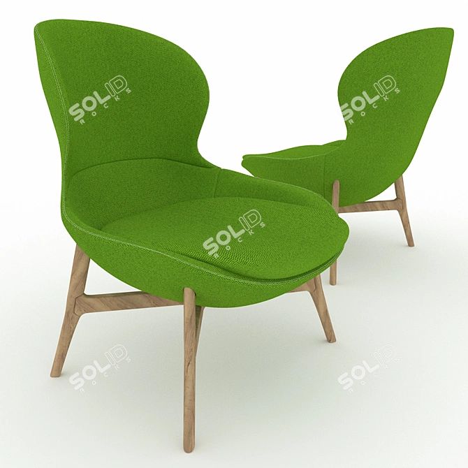 Modern Round Armchair: Stylish and Comfortable 3D model image 1