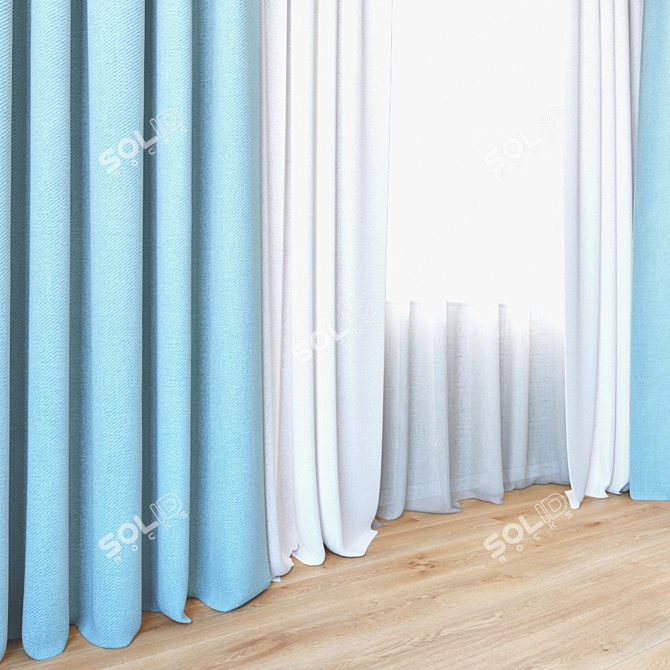Title: Elegant Drapery Set | Tulle Curtains 3D model image 2
