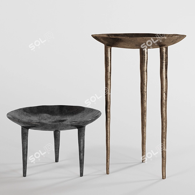 Rick Owens Bronze Nitrate Side Tables 3D model image 1