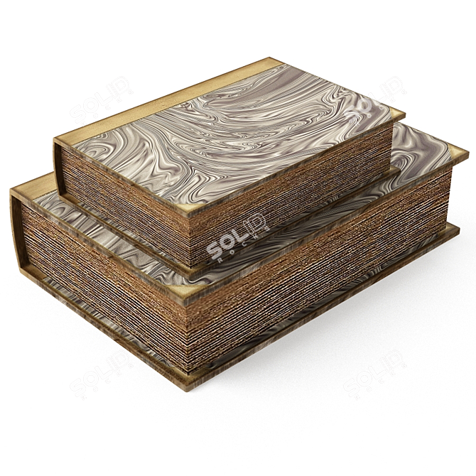 Vintage-Inspired Brown Book Boxes 3D model image 2