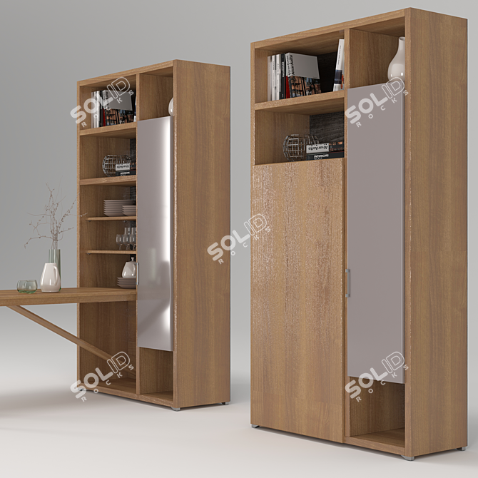 Multi-functional Buffet with Pull-out Dining Table 3D model image 2