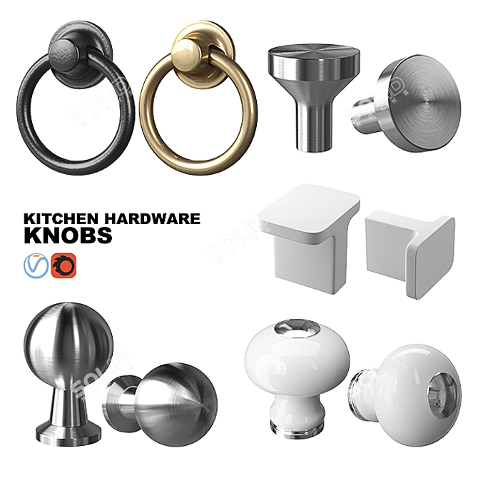 Modern Knob Set: Elegant and Functional 3D model image 2