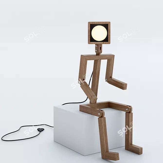 Joyful Jaffu Wooden Children's Lamp 3D model image 3
