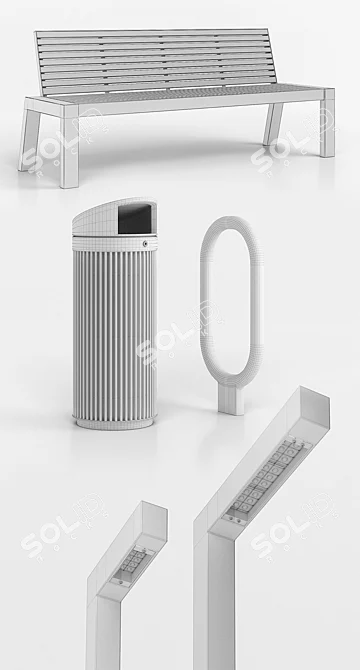 Urban Outdoor Furniture Set 3D model image 3