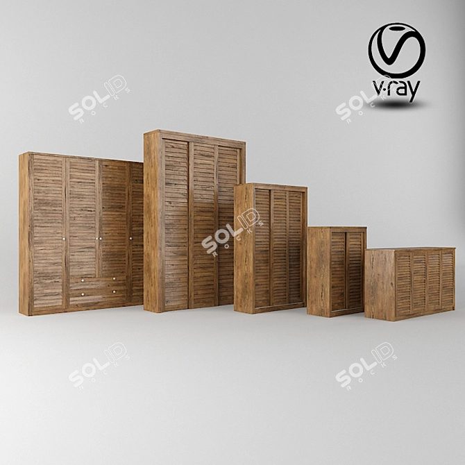 Lofty Louvered Storage for Organized Living 3D model image 1