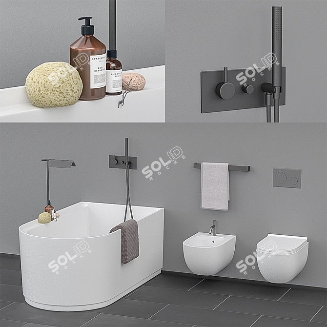 Cielo Ceramica Bath Set: Febe Tub, Enjoy Toilet, Decor 3D model image 1