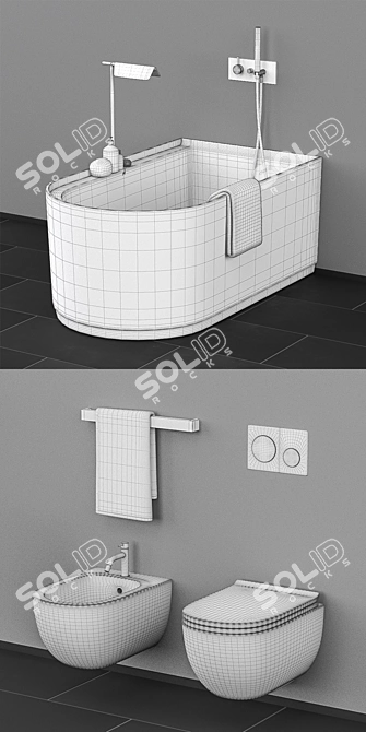 Cielo Ceramica Bath Set: Febe Tub, Enjoy Toilet, Decor 3D model image 2