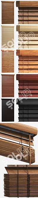 Premium Wooden Blinds, 50mm - 2 Width Options 3D model image 3