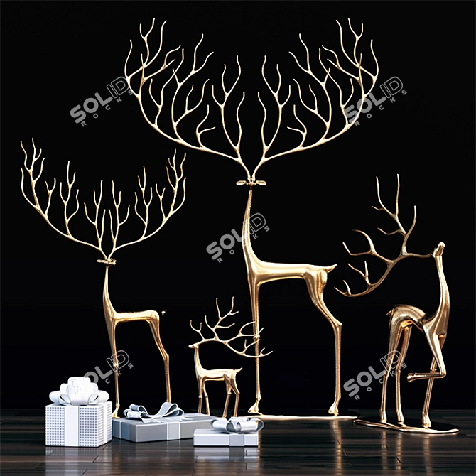 Charming Reindeer Decor Set 3D model image 1