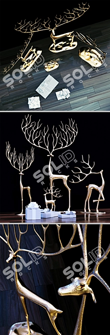 Charming Reindeer Decor Set 3D model image 2