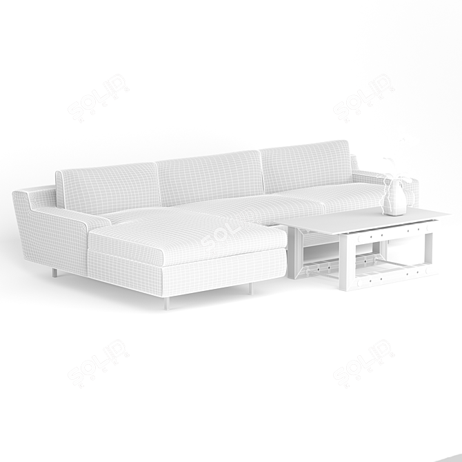 Chicago Corner Sofa & Coffee Table Set 3D model image 2